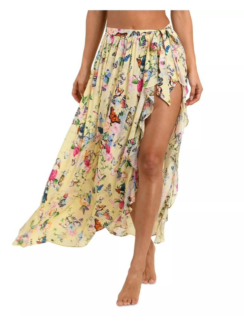 NWT L'AGENCE Garden Butterflies Klaire Wrap Maxi Skirt Cover Up Multi Size Small